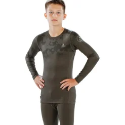 Bodyfit Boys Broken Map Crew Neck Kids'; Crew Neck Long Sleeve Base Layer