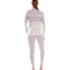 Womens Cozy Fairisle Zip Neck Long Sleeved Base Layer