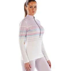Womens Cozy Fairisle Zip Neck Long Sleeved Base Layer
