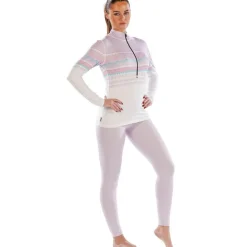 Womens Cozy Fairisle Zip Neck Long Sleeved Base Layer
