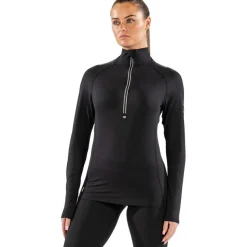 Womens Cozy Zip Neck Long Sleeved Base Layer Top