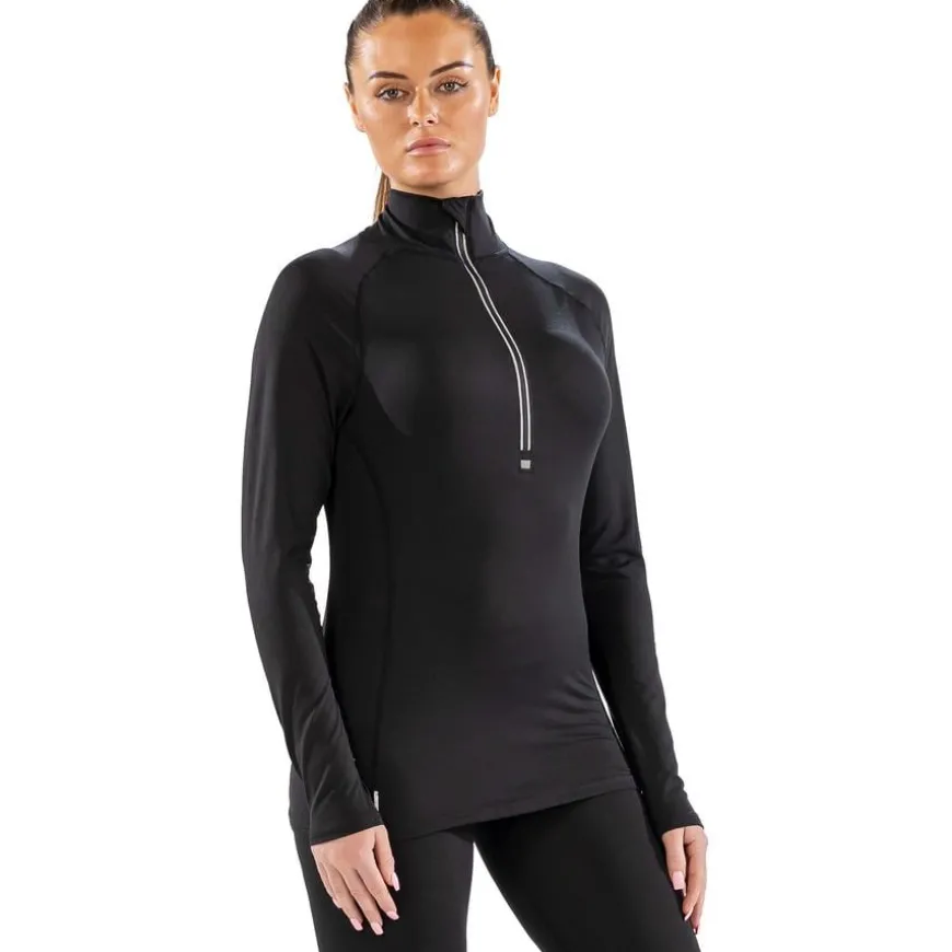 Womens Cozy Zip Neck Long Sleeved Base Layer Top