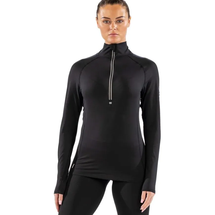 Womens Cozy Zip Neck Long Sleeved Base Layer Top